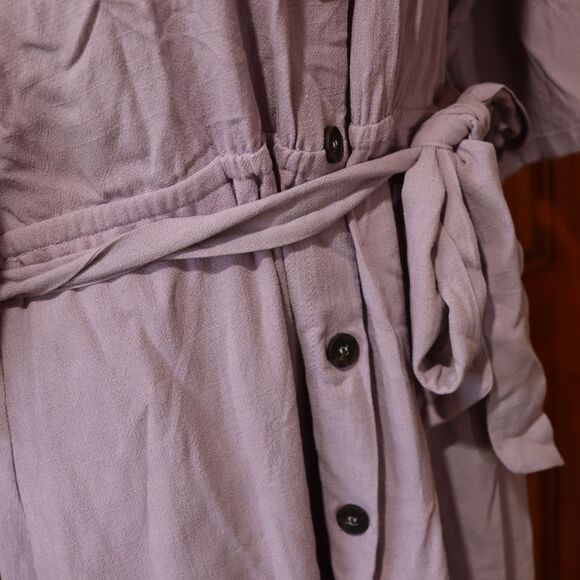 Mello Day Lavender Button Front Long Sleeve Belted Maxi Dress NWT Large - Picture 11 of 16